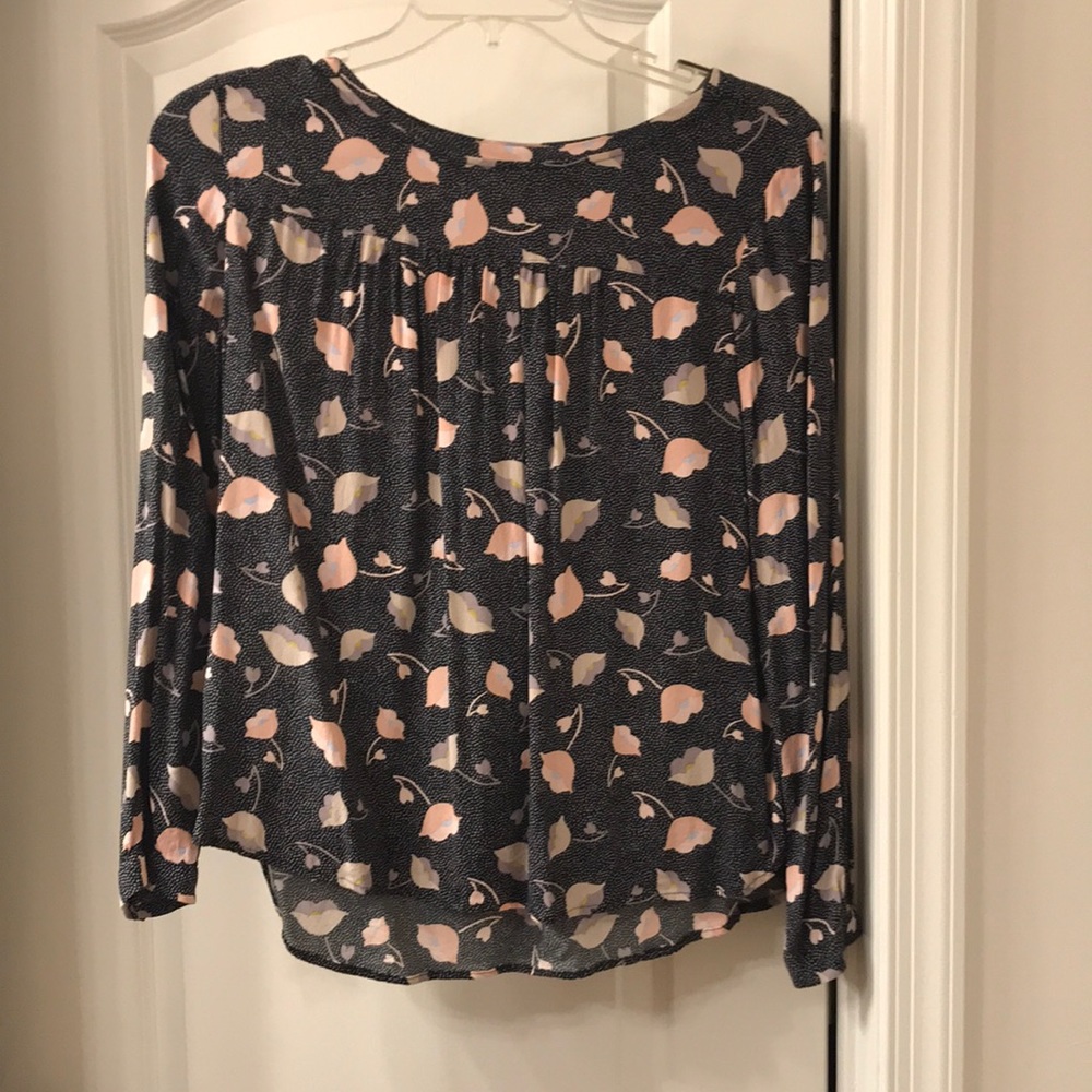 Loft grey and pink floral blouse S